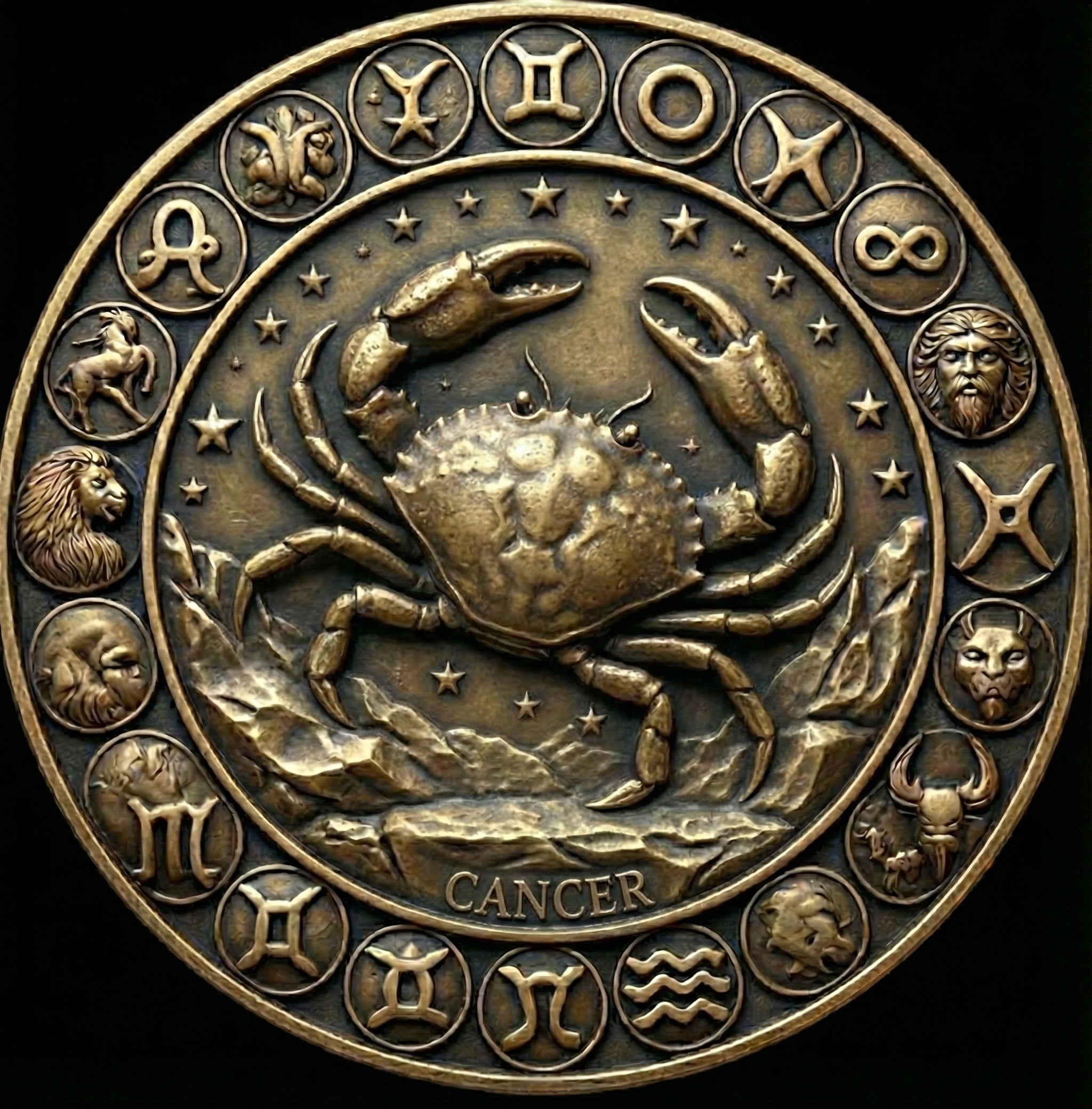 Custom Brass Zodiac Coin | Deep Engraved Astrology Token | Personalized Star Sign Gift | EDC Worry Coin