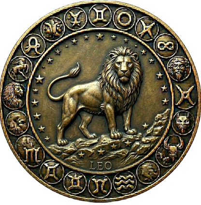 Custom Brass Zodiac Coin | Deep Engraved Astrology Token | Personalized Star Sign Gift | EDC Worry Coin