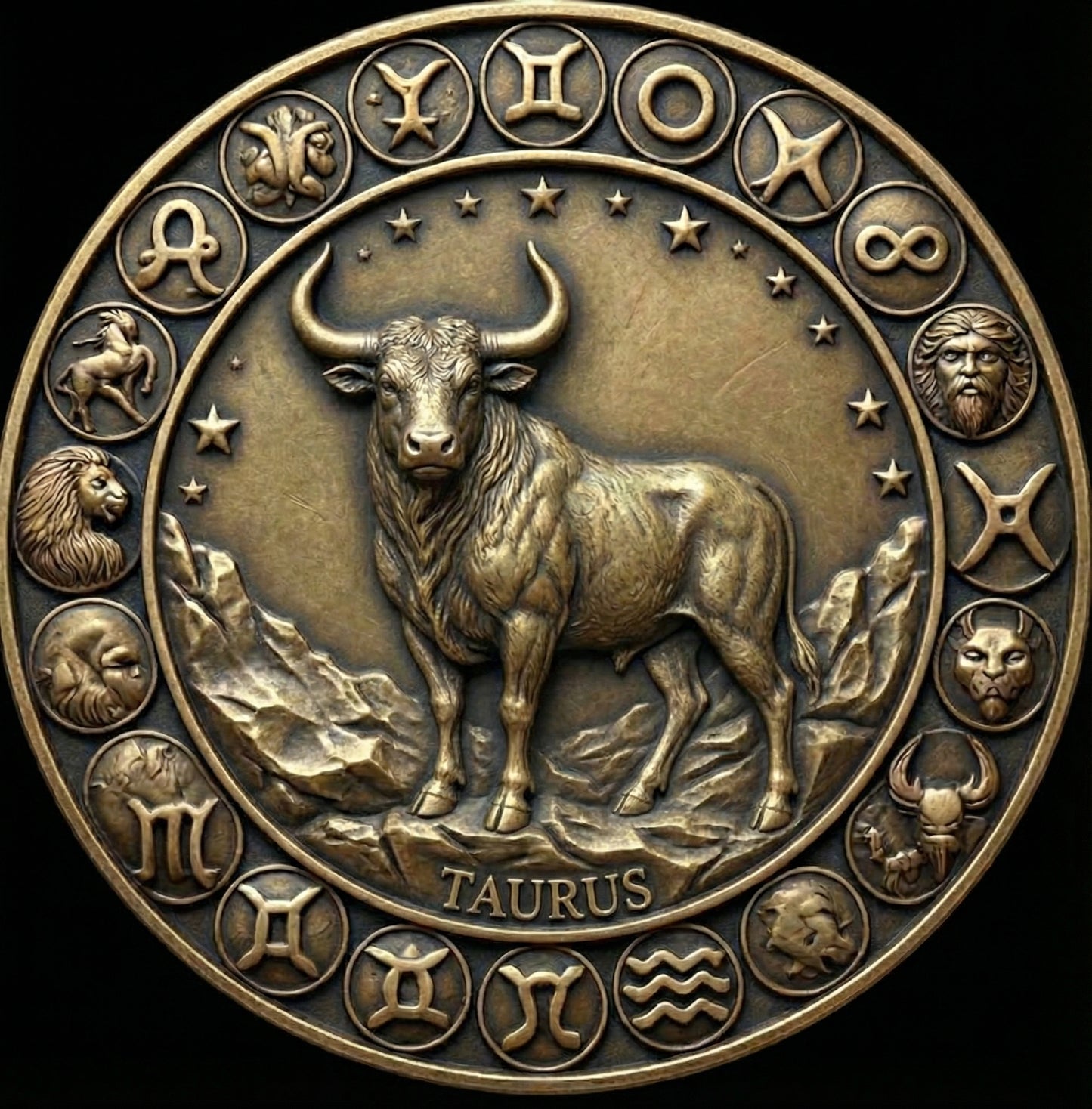 Custom Brass Zodiac Coin | Deep Engraved Astrology Token | Personalized Star Sign Gift | EDC Worry Coin