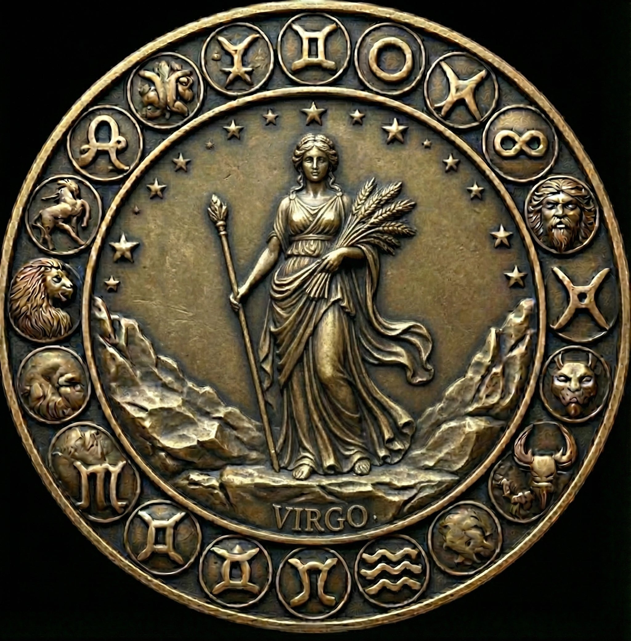 Custom Brass Zodiac Coin | Deep Engraved Astrology Token | Personalized Star Sign Gift | EDC Worry Coin