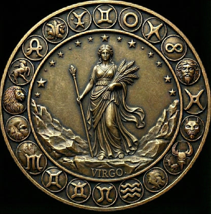 Custom Brass Zodiac Coin | Deep Engraved Astrology Token | Personalized Star Sign Gift | EDC Worry Coin